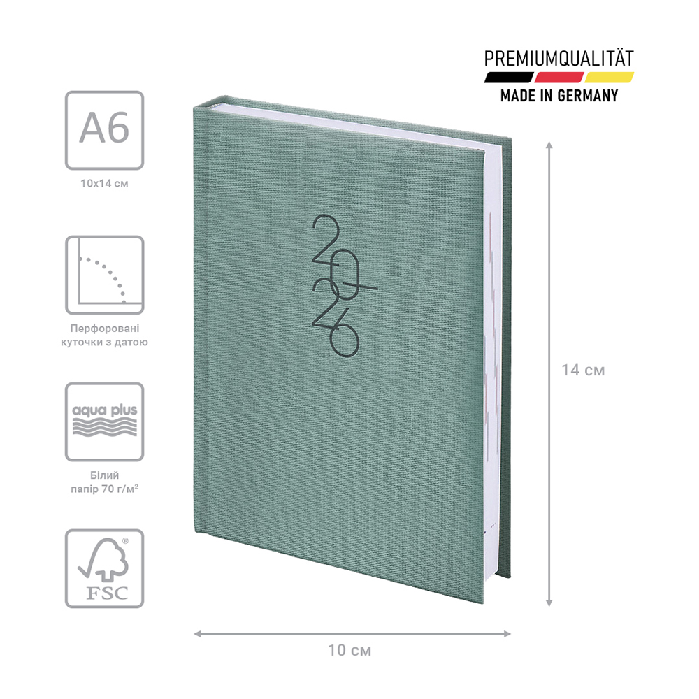 Ежедневник Brunnen 2026 карманный Linesse морской зеленый 73-736 69 566