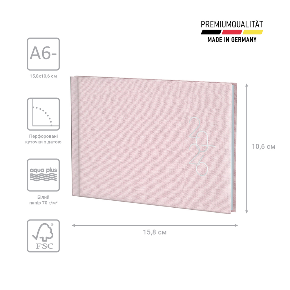 Еженедельник Brunnen 2026 карманный Linesse пудровый 73-755 69 216